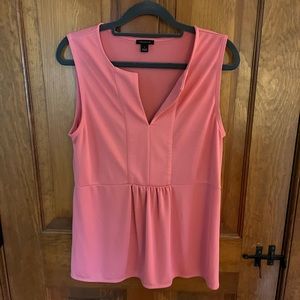 Ann Taylor Split Neck Pink Shell